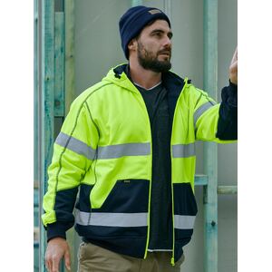 Taped Hi Vis Zip Fleece Hoodie with Sherpa Lining